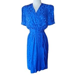 1980s‎ SK & Company Blue Silk Dress